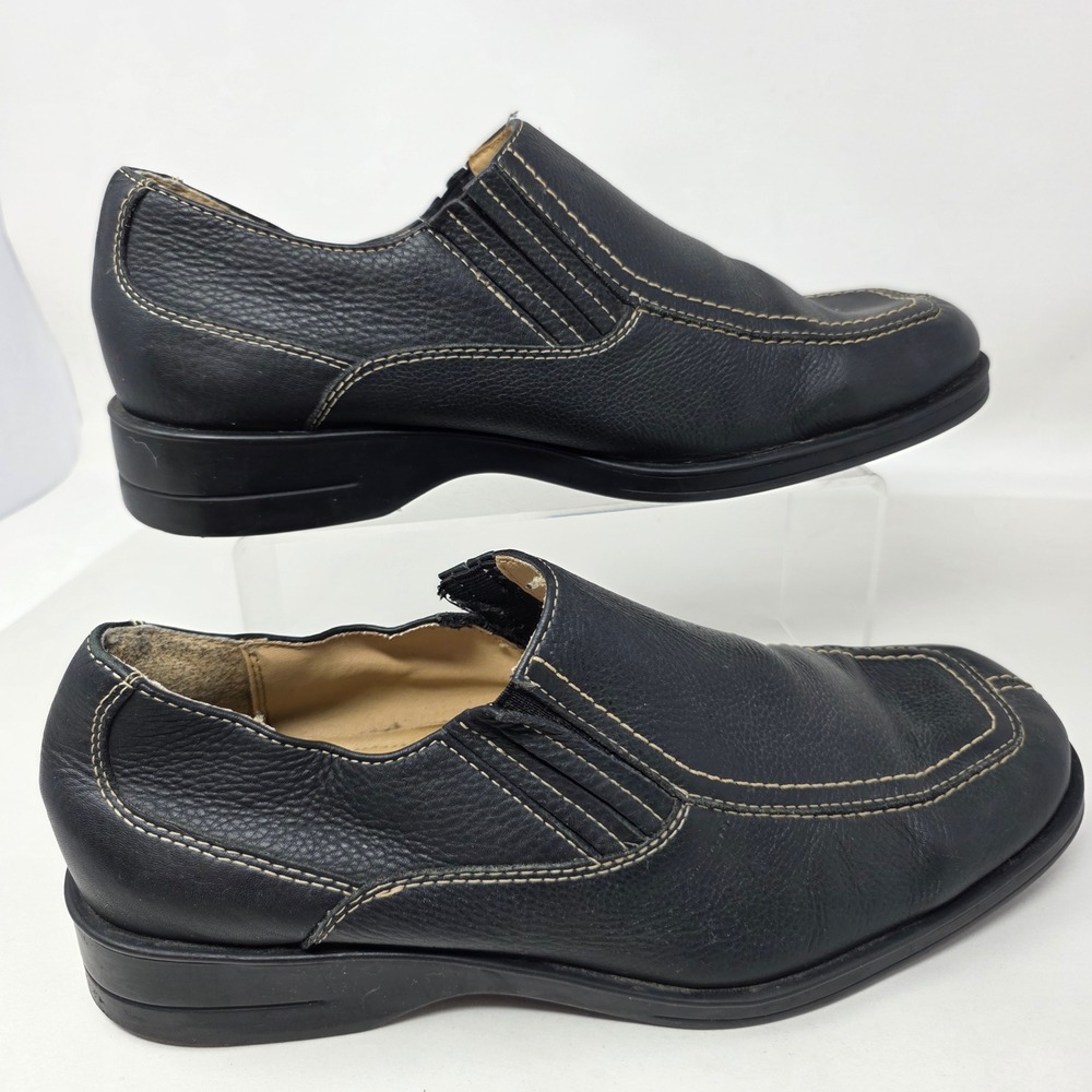 Axcess Timothy Loafers Mens 10 Slip On Black Leather Contrast Stitch Good
